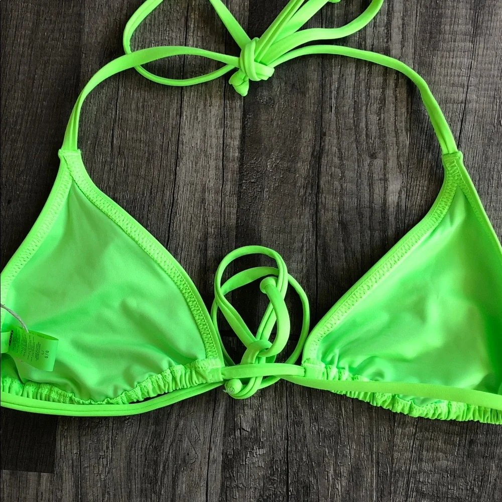 SKIMS Neon Green Triangle Swim Top L NEW